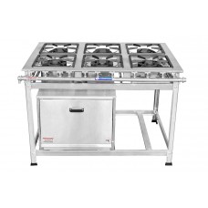 Fogão Industrial 6 Bocas com Forno Baixa Pressão INOX / Perfil 7cm / Grelhas 30x30 / MR Fogões