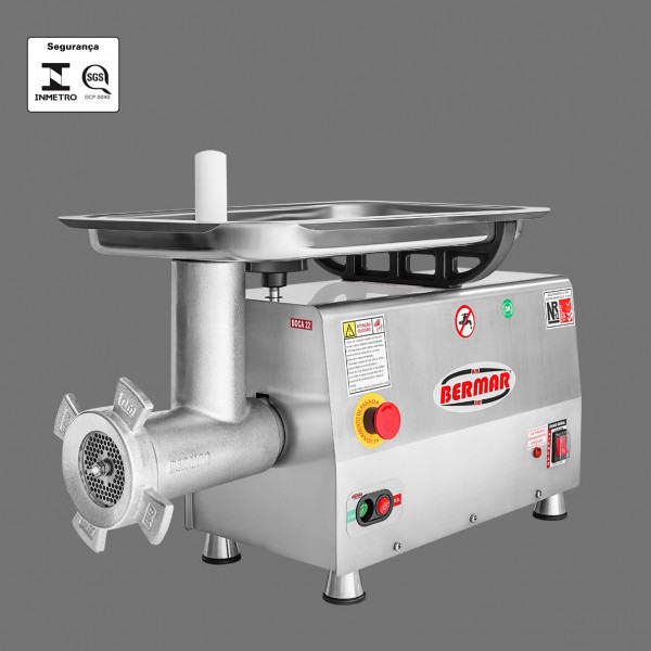 Picador de Carne Boca 22 Alongada Motor de 1,25 hp ( Carenagem em Aço Inox) BM 20 NR PF BIV