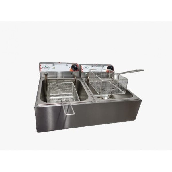 Fritadeira Elétrica 10lts (2 cubas de 5 lts) 5000w com Tampa 220V