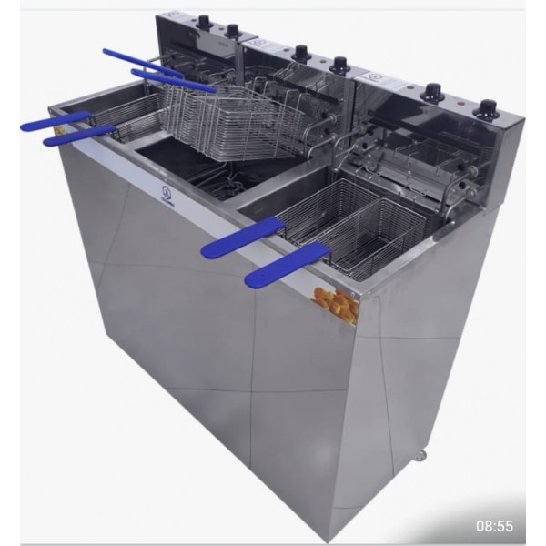 Fritador Água e Óleo Gabinete 8000W + 8000W + 8000W Cuba Separada 18L + 18L + 18 220V